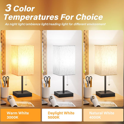 aooshine Small Table Lamp for Bedroom - Bedside Lamps for Nightstand, Minimalist Night Stand Light Lamp with Square Fabric Shade, Desk Reading Lamp for Kids Room Living Room Office Dorm