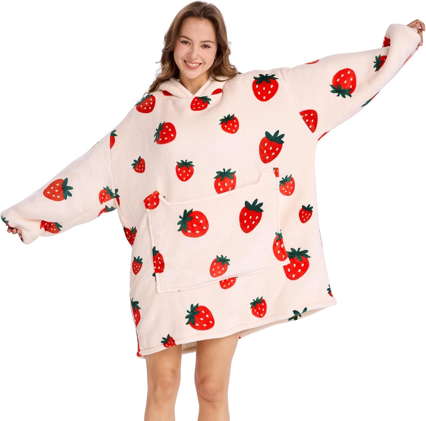 Aemilas Wearable Blanket Hoodie - Warm Sherpa Blanket Sweatshirt as Gifts for Adult Women Mom Men, One Size Fits All