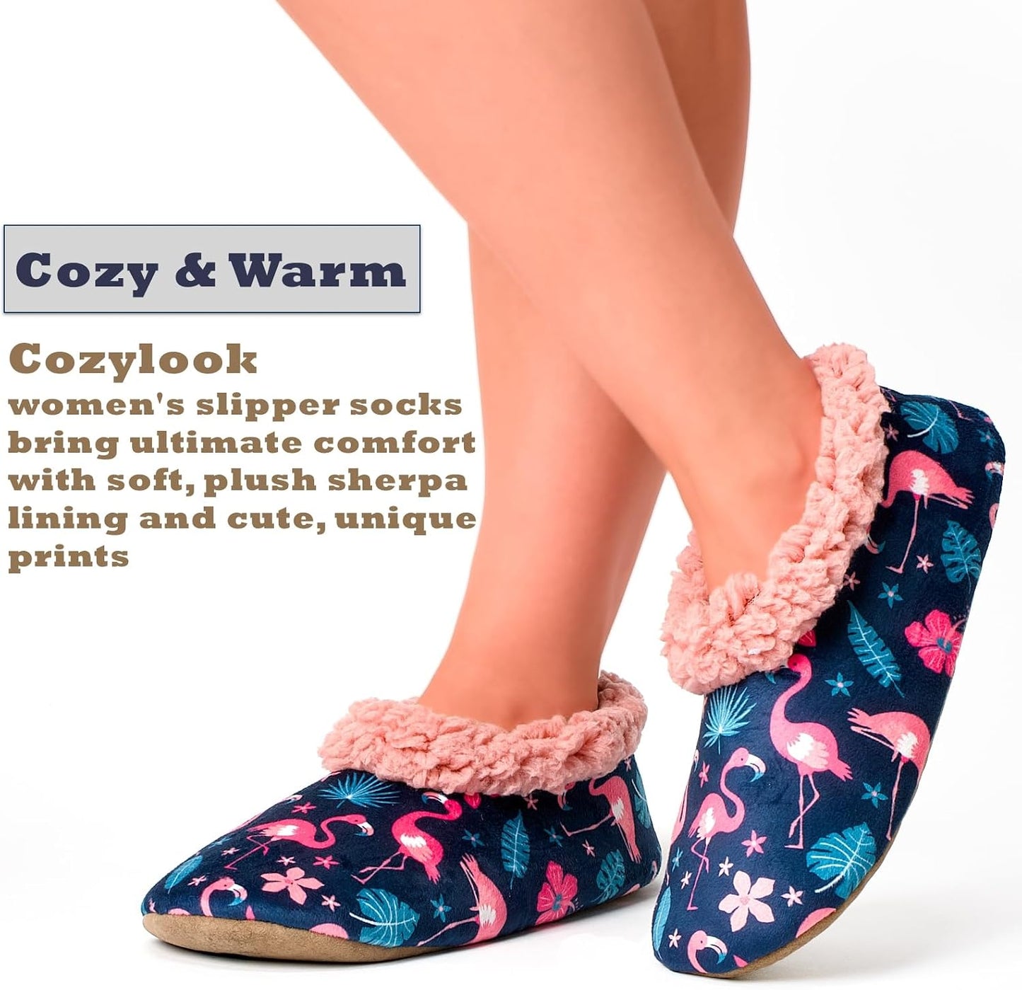 Cozylook Fuzzy Slippers for Women Indoor Soft Sole Slipper Socks with Non Slip Grippers Warm Fluffy