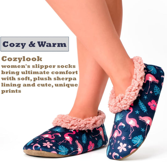 Cozylook Fuzzy Slippers for Women Indoor Soft Sole Slipper Socks with Non Slip Grippers Warm Fluffy