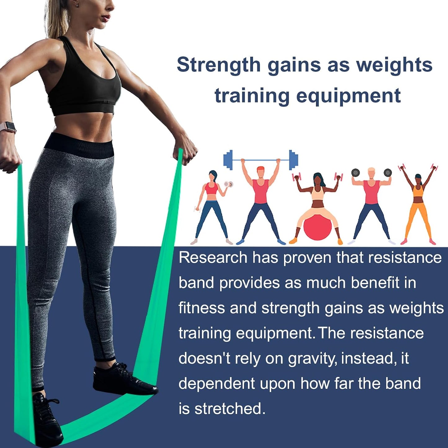 A AZURELIFE Resistance Bands,Professional Long Non-Latex Elastic Stretch Bands,Exercise Bands for Physical Therapy, Yoga, Pilates, Rehab, at-Home or The Gym Workouts, Strength Training
