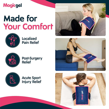 Magic Gel Ice Packs for Injuries Reusable (3 Pieces) | Flexible Wrap Around Gel Ice Pack Knees, Back, Shoulders, Arms and Legs (11" x 5.5") | Hot and Cold Compress Cold Packs for Injuries