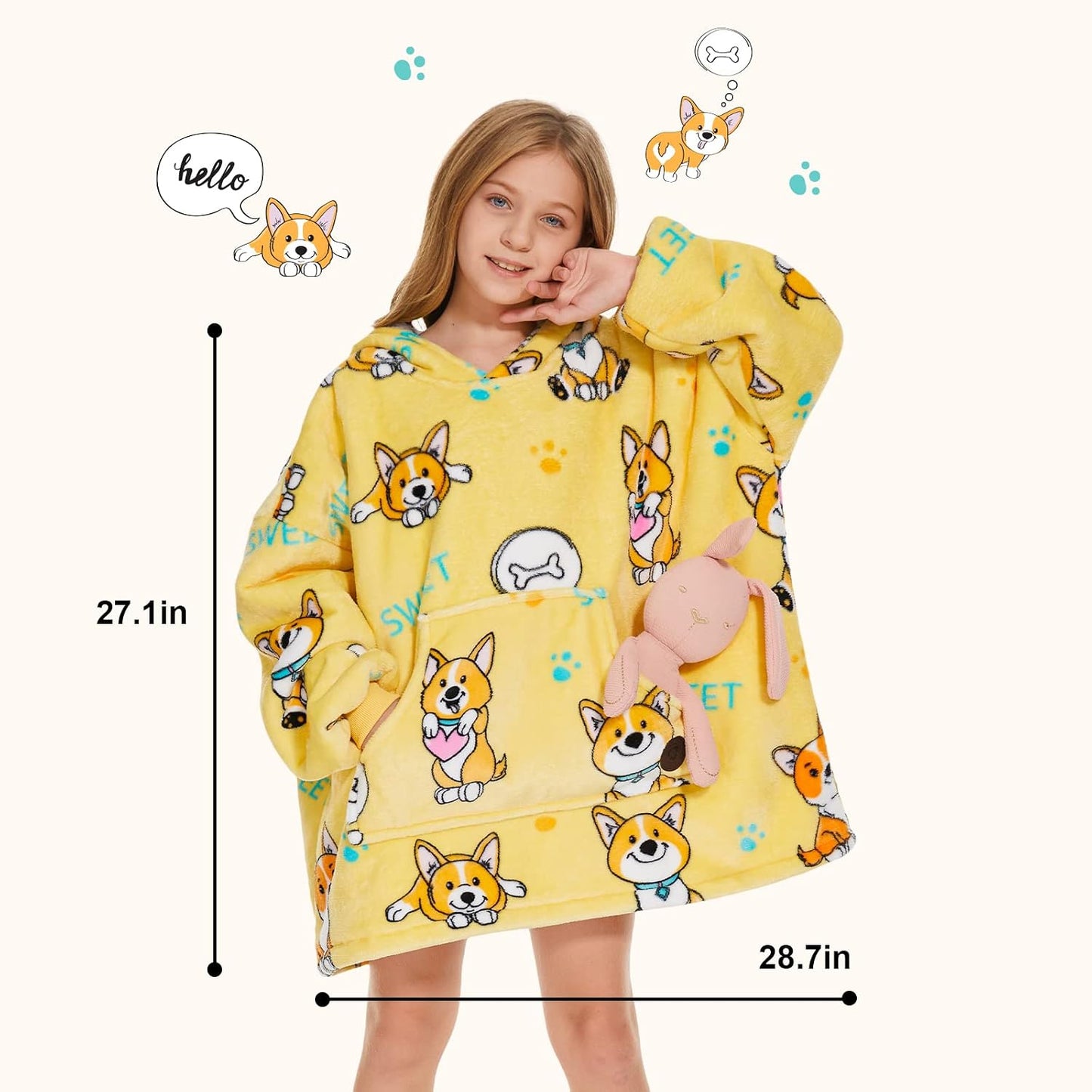THREE POODLE Wearable Blanket Hoodie for Women, Oversized Sherpa Sweatshirt Blanket for Adults Men, Cozy Hooded Blankets, Gifts for Teen Girls Women Mom Sister