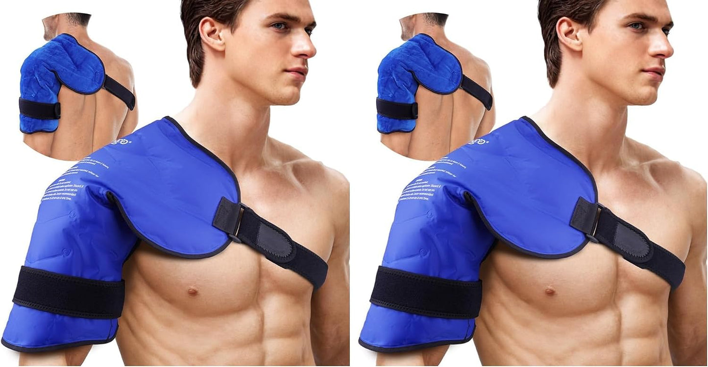 NEWGO Shoulder Ice Pack Rotator Cuff - Reusable Cold Therapy Wrap Shoulder Brace for Pain Relief, Gel Ice Pack for Injuries & Surgery Recovery with Adjustable Strap - Purple