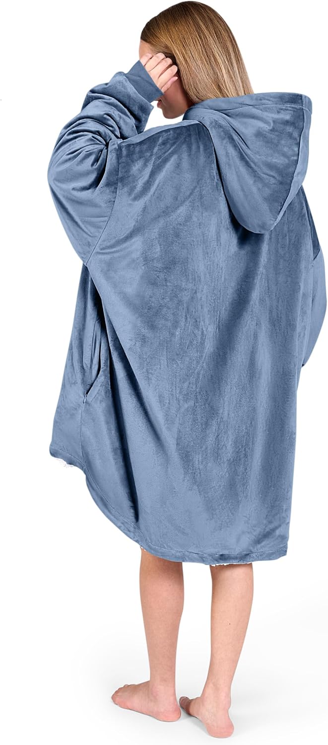 Bare Home Wearable Blanket Hoodie - Soft Plush Sherpa - Warm and Cozy - Oversized Wearable Blanket