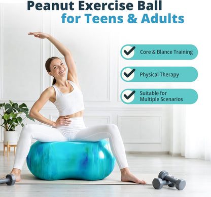 18’’/20’’ Peanut Ball for Kids & Adults, Anti-Burst Exercise Ball for Autism Sensory Training, Pregnancy & Physical Therapy, Yoga Balance Ball Chair for Fitness.