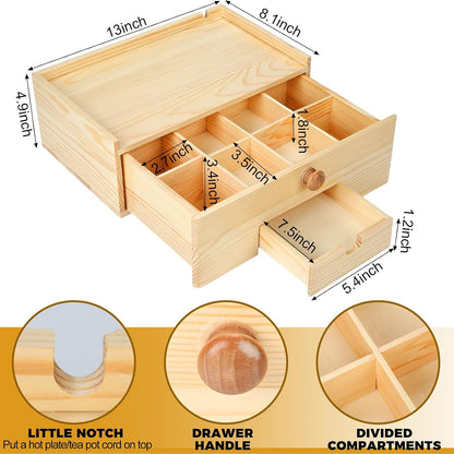 Cinnvoice Tea Bag Organizer Wooden Tea Storage Box, Black