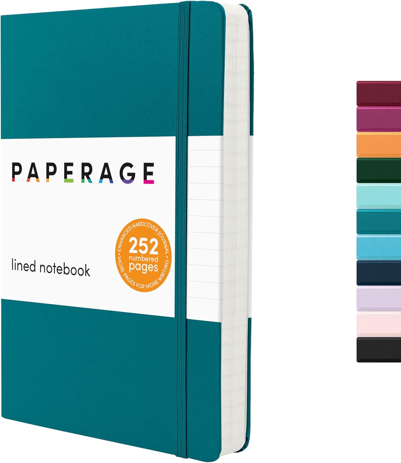 PAPERAGE Lined Journal Notebook, Hardcover Journal for Women & Men, 160 Pages, (5.6 in x 8 in), College Ruled Journaling Notebook for Work, School Supplies & Note Taking, (Black)