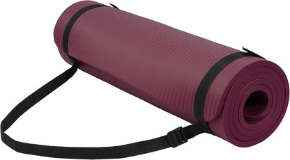Fitvids Yoga Mat, 1/2-Inch Extra Thick High Density Exercise Mat, Anti-Tear Exercise Yoga Mat with Carrying Strap, Suitable for Various Yoga Exercises