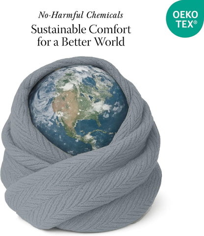 Threadmill Travel Blanket Cotton Viscose from Bamboo - Airplane Premium Soft Flight Grey Throw Blanket in Cloth Bag (Grey Color) Compact & Portable Blanket for Travel, Car, Picnic & Camping