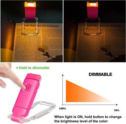 BIGLIGHT Amber Book Reading Light, LED Clip on Book Lights, Reading Lights for Books in Bed, Small Book Light for Kids, USB Rechargeable, 2 Brightness Adjustable for Eye Protection, Orange