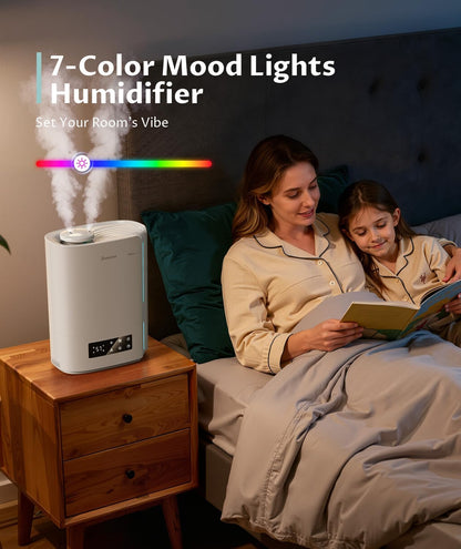 BREEZOME 6L Humidifiers for Bedroom Large Room & Essential Oil Diffuser, Ultrasonic Top Fill Cool Mist Humidifiers for Baby, Plants, Nursery Last up to 60 Hours, Smart Humidistat Control, Quiet, Black