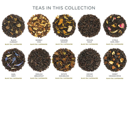 Tea Forte Premium Petite Presentation Box Gift Set Sampler, 10 Count, 2 of Each Blend Individually Wrapped Handcrafted Pyramid Infuser Bags, Demoiselle Tea