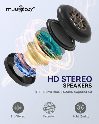 MUSICOZY Sleep Headphones Bluetooth 5.4 Headband Sleeping Eye Mask for Mom Women Men Wireless Music Earbuds Earphones for Side Sleepers Built-in HD Speakers Cool Gadgets Unique Gifts