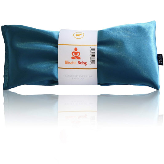 Lavender Eye Pillow | Hot or Cold Weighted Satin Eye Mask Perfect for Sleeping, Yoga, Meditation | Gifts for Women, Birthday, Teachers | Natural Herbal Relaxation | Made in USA (Aqua)