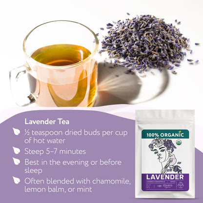 Dried Culinary Lavender Buds - Food Grade Lavender for Drinks, Baking - 3oz