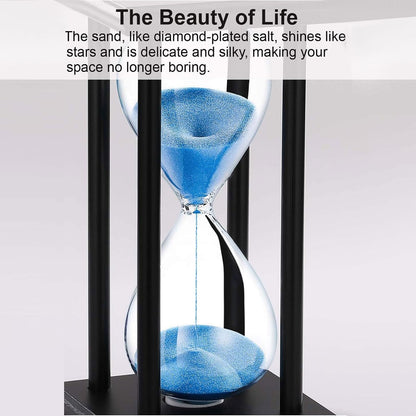 SuLiao Wood Hourglass 30 Minute, Black Wooden Stand Sand Timer Clock, Black Sand Watch 30 Min, Antiguo Reloj De Arena Half Hour, Large Unique Glass Sandglass for Home, Desk, Office Decorative