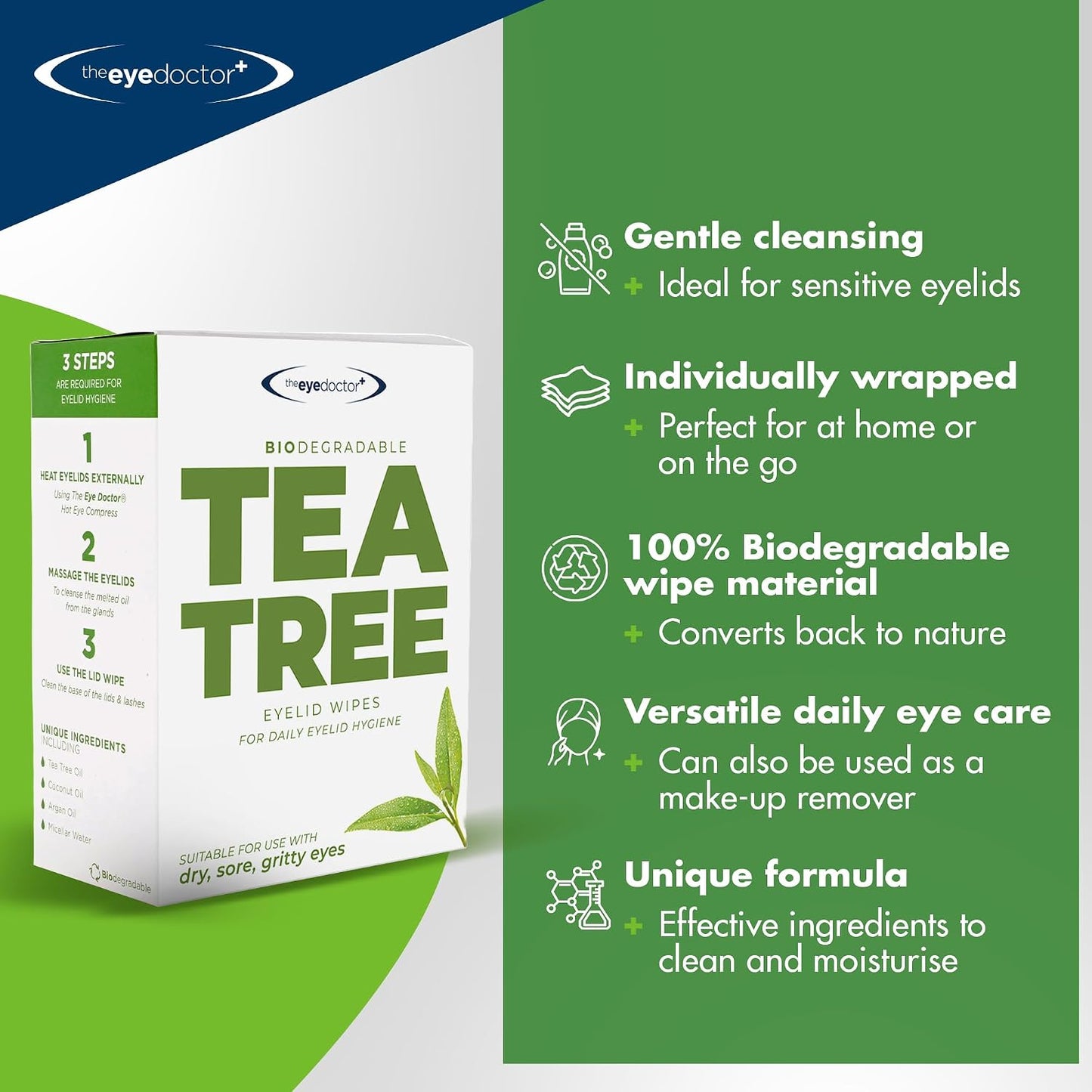 The Eye Doctor Featuring Sterileyes - Antibacterial Hot Eye Compress for Dry Eye, Blepharitis and MGD with a Removable Cover. Cold Compress, Includes 6 Eyelid Wipes