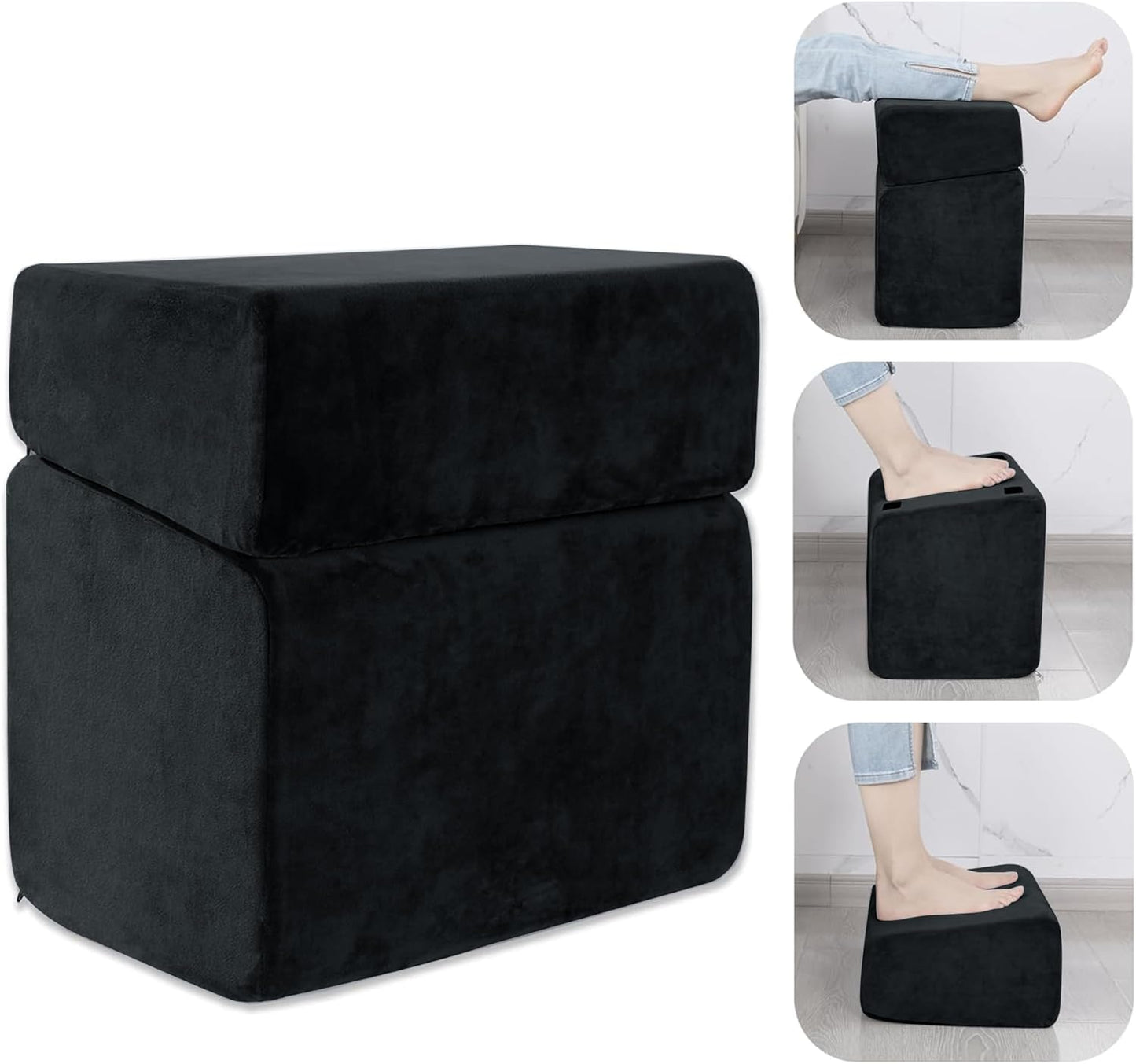 Under Desk Foot Rest, ROYALAY Ergonomic Office Footrest with 3 Adjustable Heights, High-Density Memory Foam Leg Rest for Home, Travel, Airplane with Washable Cover