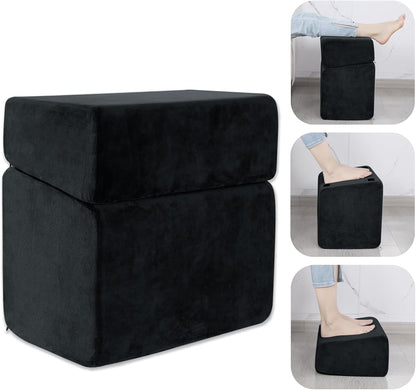 Under Desk Foot Rest, ROYALAY Ergonomic Office Footrest with 3 Adjustable Heights, High-Density Memory Foam Leg Rest for Home, Travel, Airplane with Washable Cover