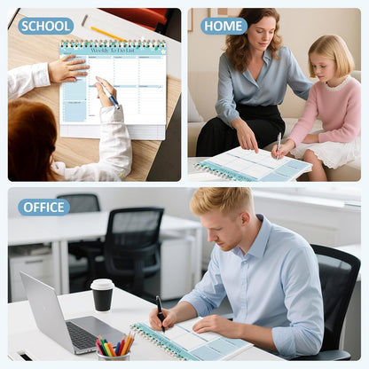 Weekly To Do List Notepad, 52 Sheets, Undated Weekly Planner, Letter Size | 8.5"x11", 100GSM, Thick Paper, Twin-Wire Spiral Bound, Tear Off Desk Pad, For Women & Man, Home School & Office Work