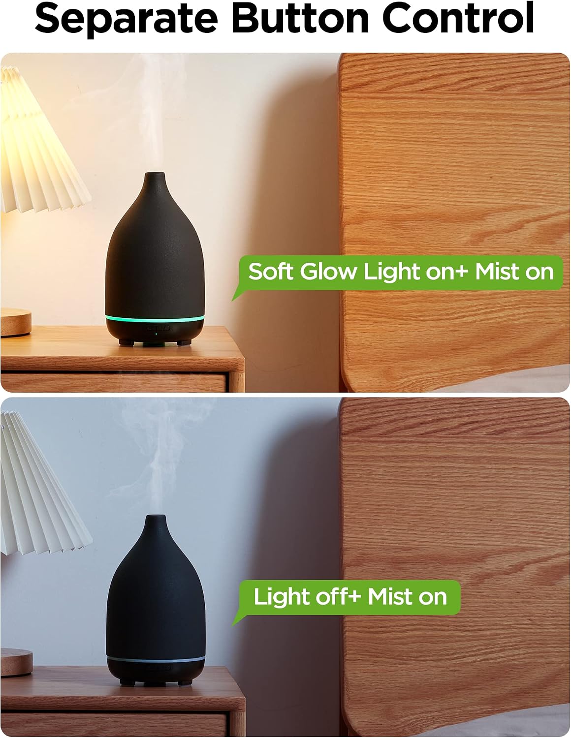 InnoGear Oil Diffuser, 300ML Ceramic Diffuser for Essential Oils Handcrafted Aromatherapy Diffuser Ultrasonic Cool Mist Humidifier with 4 Timers Waterless Auto Off for Room Office, White