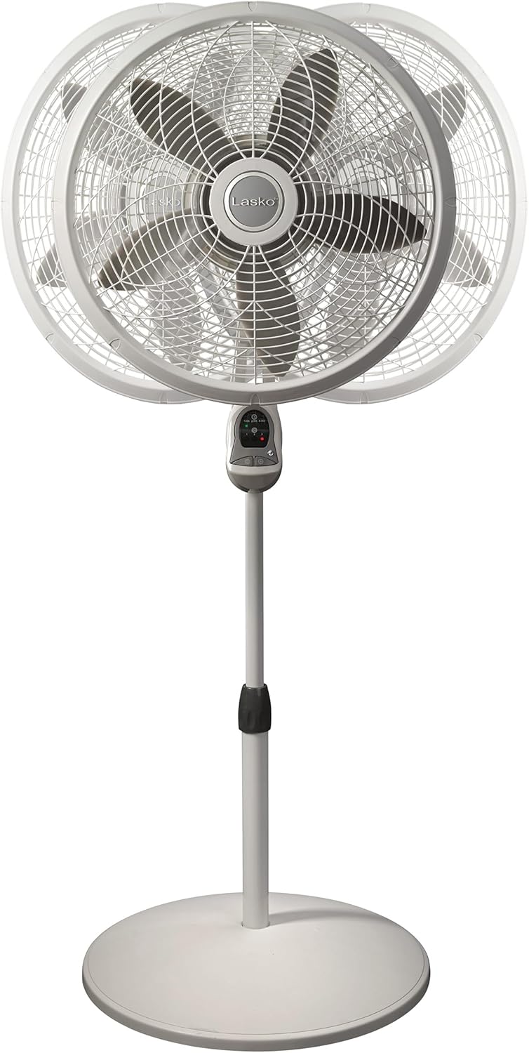 Lasko Oscillating Adjustable Pedestal Stand Fan with Timer and Remote for Indoor, Bedroom, Living Room, Home Office & College Dorm Use, 16 Inch, White, 1646