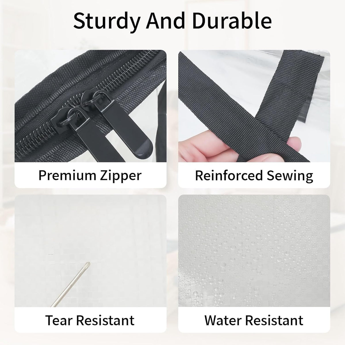 Moving Bags Extra Large - Heavy Duty Storage Totes with Wrap-Around Handles & Reinforced Zippers - Foldable Moving Box Alternative, Water-Resistant for Dorm, Closet & Under Bed Storage (Clear)