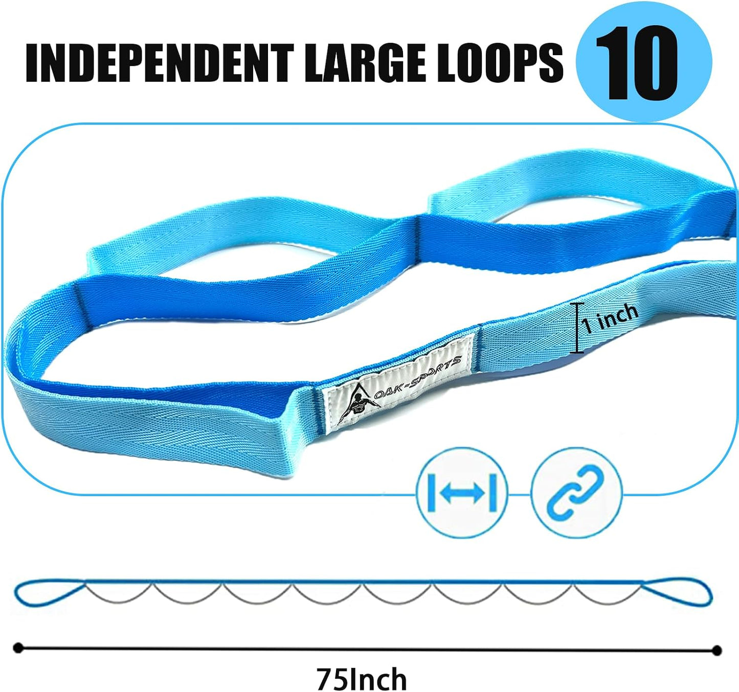 Stretching Strap Yoga Strap with Loops, Stretch Straps for Physical Therapy, Non-Elastic Exercise Strap for Pilates, Dance and Gymnastics with Workout Guide
