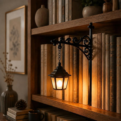 Library Lantern-Decorative Bookshelf Lighting, Mini Bookshelf Lamp Slides Between Books, Warm Amber LED Nook Light & Bookshelf Lantern for Book Nook, Shelf Decor Gift for Book Lovers(Reading Ghost)