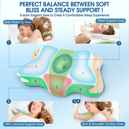 CHxxy Cervical Neck Pillow for Pain Relief Sleeping, Memory Foam Pillows