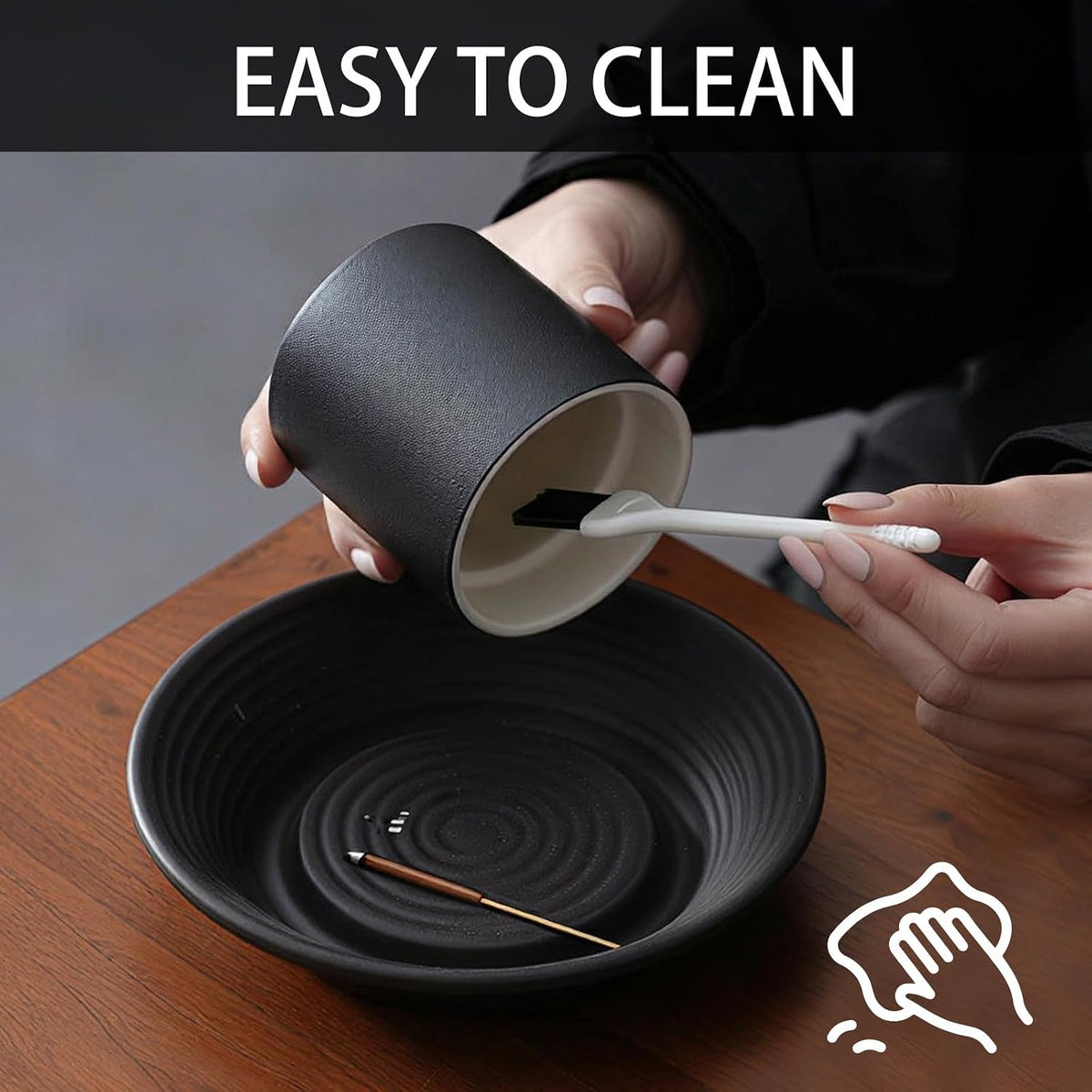 CEREMONY Incense Holder, Ceramic Incense Holder for Sticks with Glass Ash Catcher, Anti-ash Incense Burner with 20 Incense Sticks and a Ash Brush for Meditation Yoga Spa Room Decor