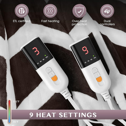 VENTIMI Electric Blanket Heated Throw, 50" x 60" Heated Blanket with 5 Heat Levels & 3 Hours Auto Off, Fast Heating Blankets with ETL & FCC Certification, Grey