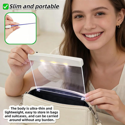 Book Light LED Flat Panel - Wireless Clip-On Eye-Care Page Light for Night Bed Reading, No-Glare Portable Reading Lamp for Students Adults, White