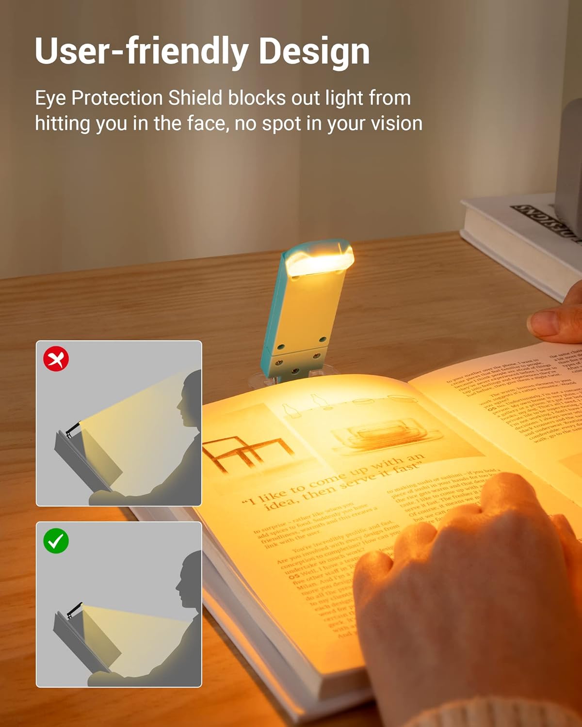 DEWENWILS Book Reading Light, Amber Warm Clip On LED with 3 Adjustable Brightness for Eye Protection, Rechargeable USB, Perfect for Bookworms, Kids (White)