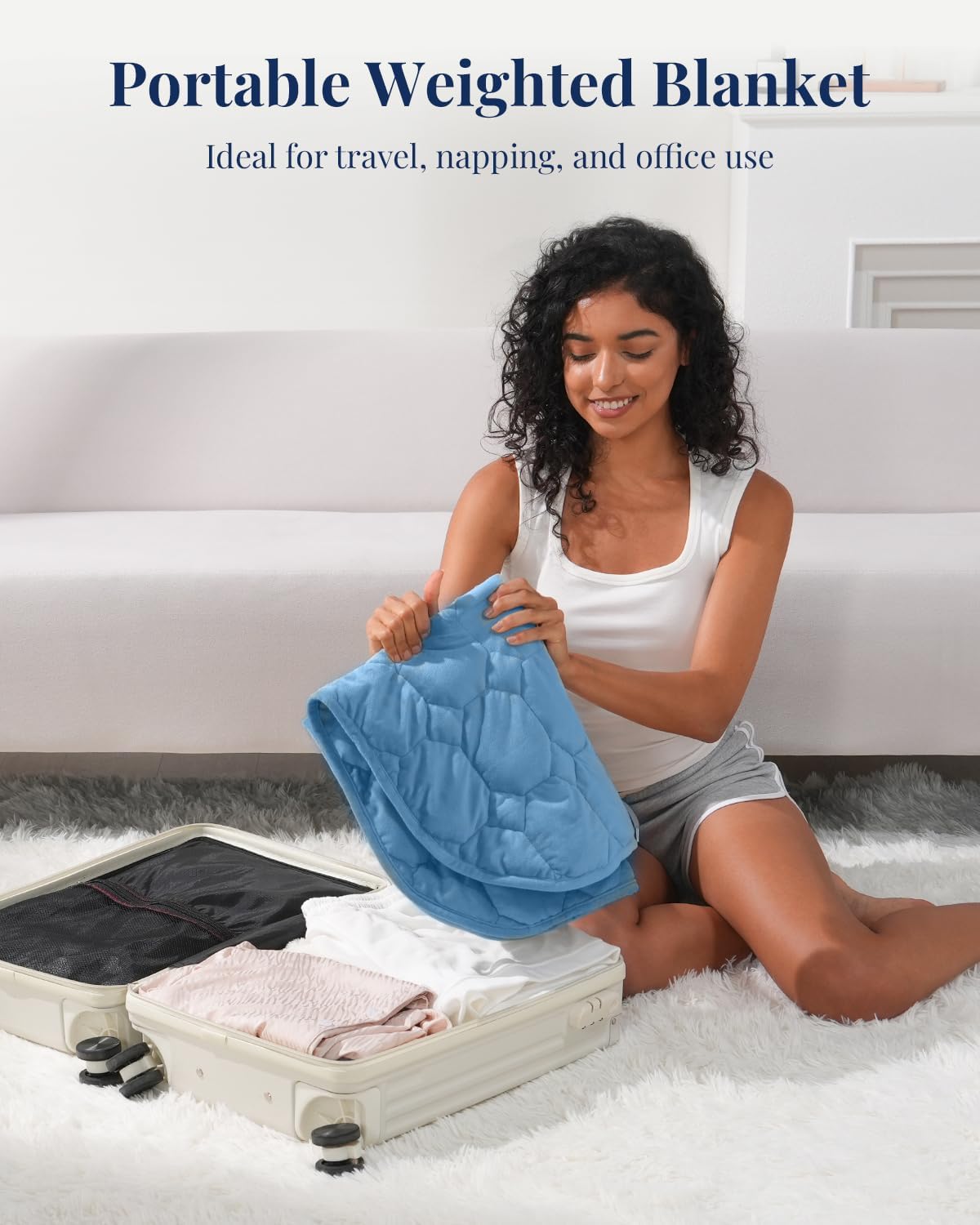 Kivik Weighted Lap Blanket, 7 lbs Weighted Lap Pad for Adults, Small Travel Weighted Blanket for Relaxation, Portable & Breathable, Grey, 24"x29"