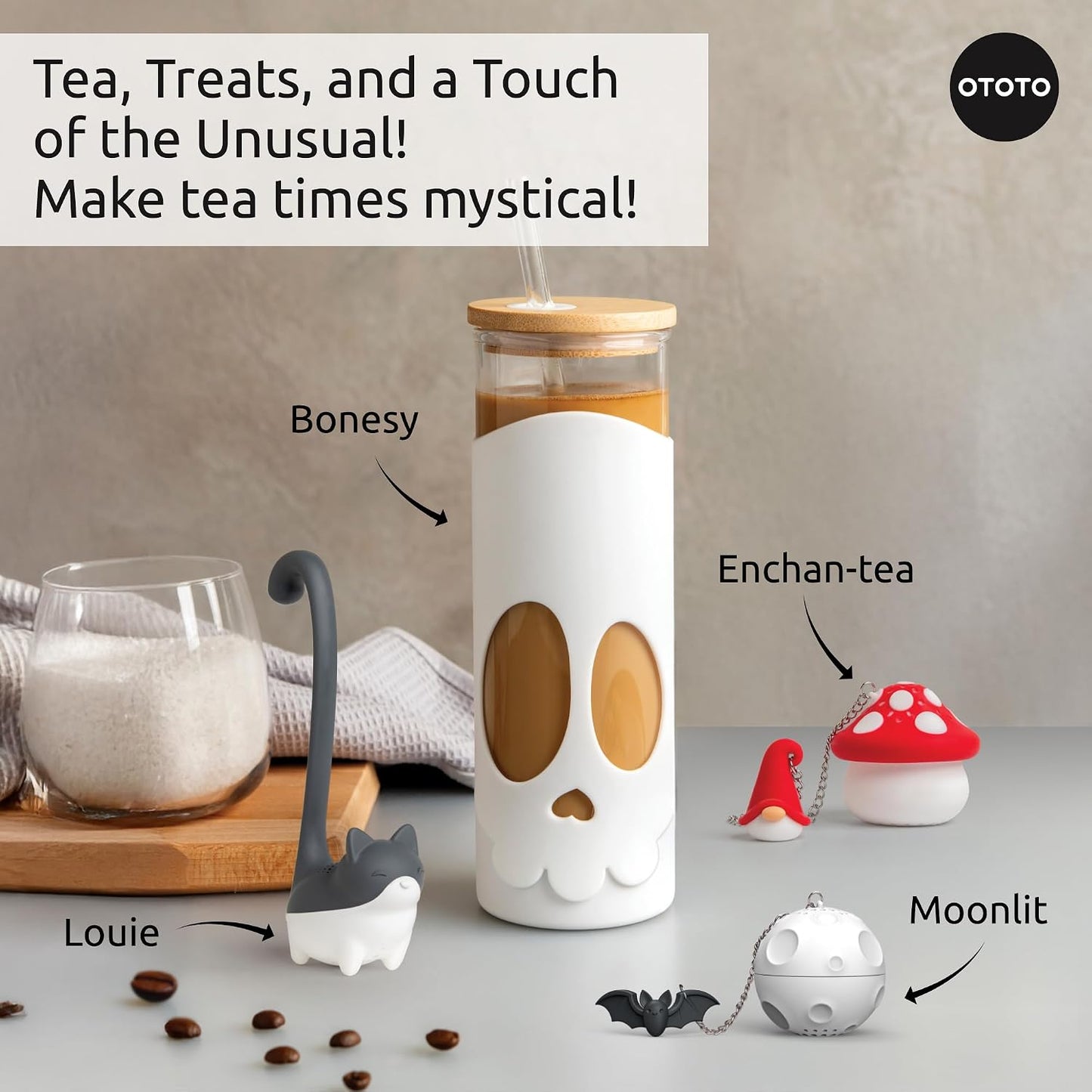 OTOTO Louie Cat Tea Infuser - Cats Loose Leaf Steeper & Diffuser, Tea Strainer Accessories, Cute Gifts for Cat Lovers, White Elephant Gifts, Cute Kitchen Accessories