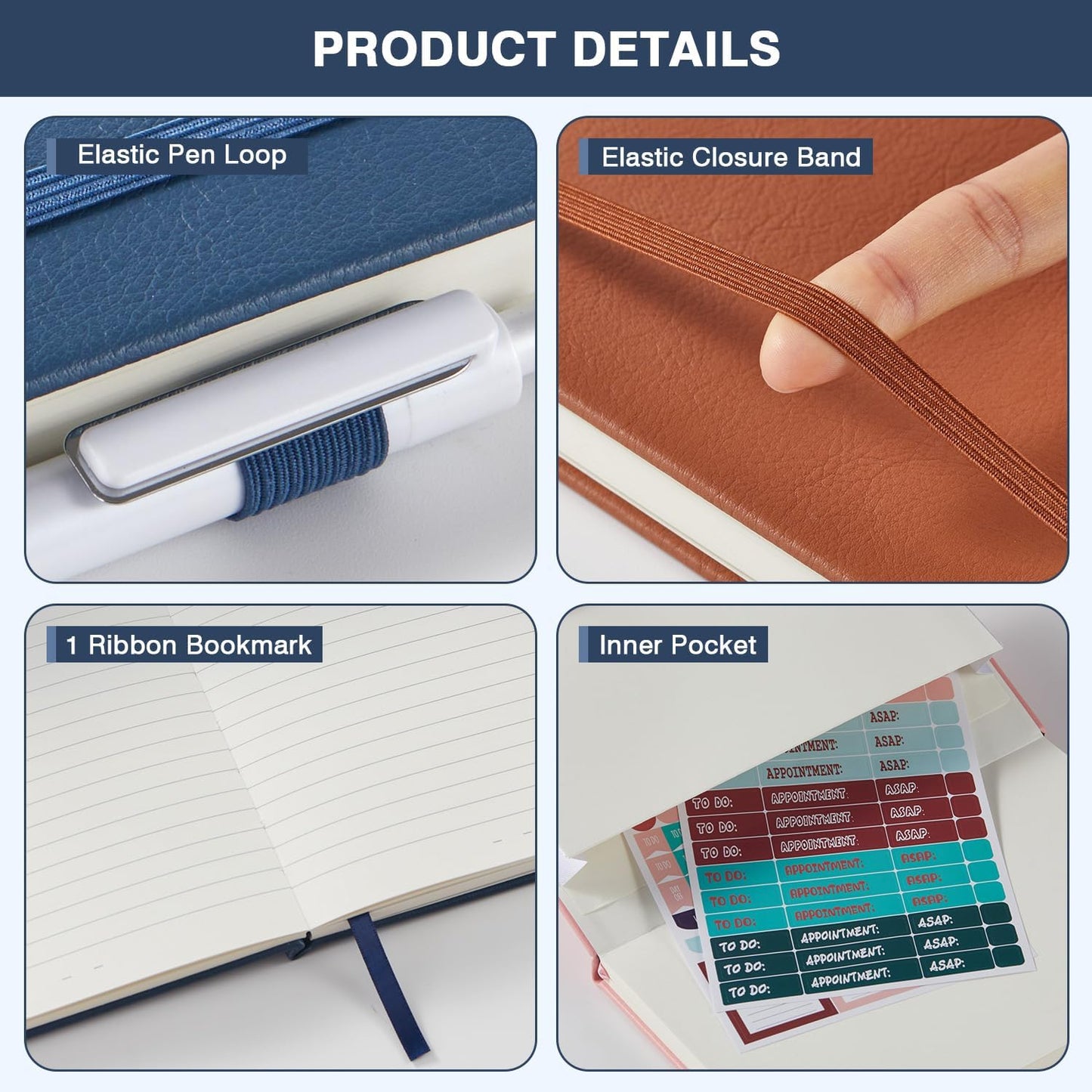 NIRMIRO (3 Pack) Pocket Notebook Small Journal with Pen, 3.7" x 5.7", A6 Mini Notebook for Women Men Work Writing, Hardcover Small Pocket Notepad with 100Gsm Premium Thick Lined Paper, Black Leather