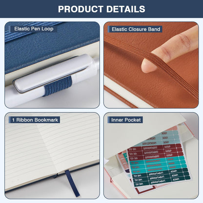 NIRMIRO (3 Pack) Pocket Notebook Small Journal with Pen, 3.7" x 5.7", A6 Mini Notebook for Women Men Work Writing, Hardcover Small Pocket Notepad with 100Gsm Premium Thick Lined Paper, Black Leather