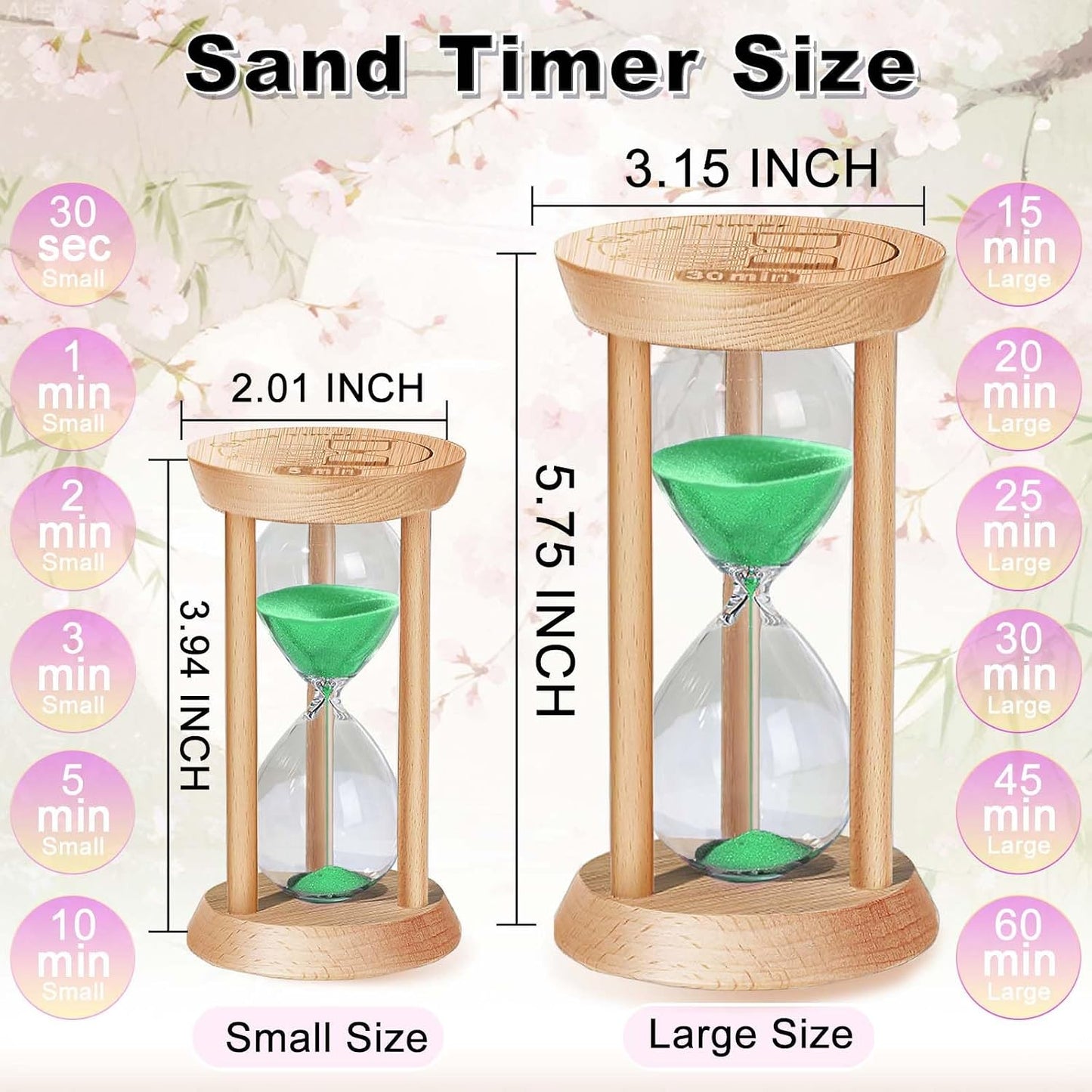 2 Minute Wooden Sand Timer,2 Min Hourglass, Small Sand Watch, Reloj De Arena, Hour Glass Sandglass for Home, Office, Decorative, Game, Classroom