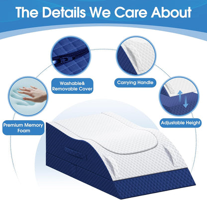 TranquilRelax Leg Elevation Pillows for After Surgery, Wedge Pillow, Grey