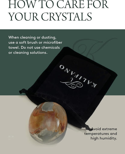 KALIFANO Palm Stone with Healing & Calming Effects - AAA+ Grade High Energy Worry Stone with Information Card - Reiki Crystal Used for Courage (Family Owned and Operated)