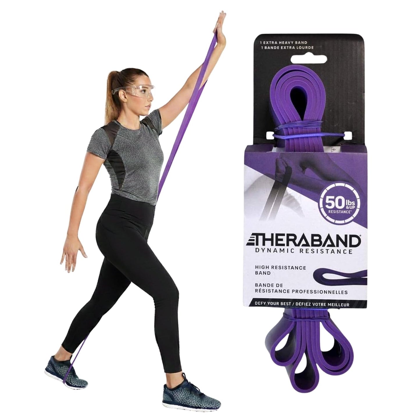 THERABAND High Resistance Band Set of 2, Light and Medium Loop, 15-25 lb