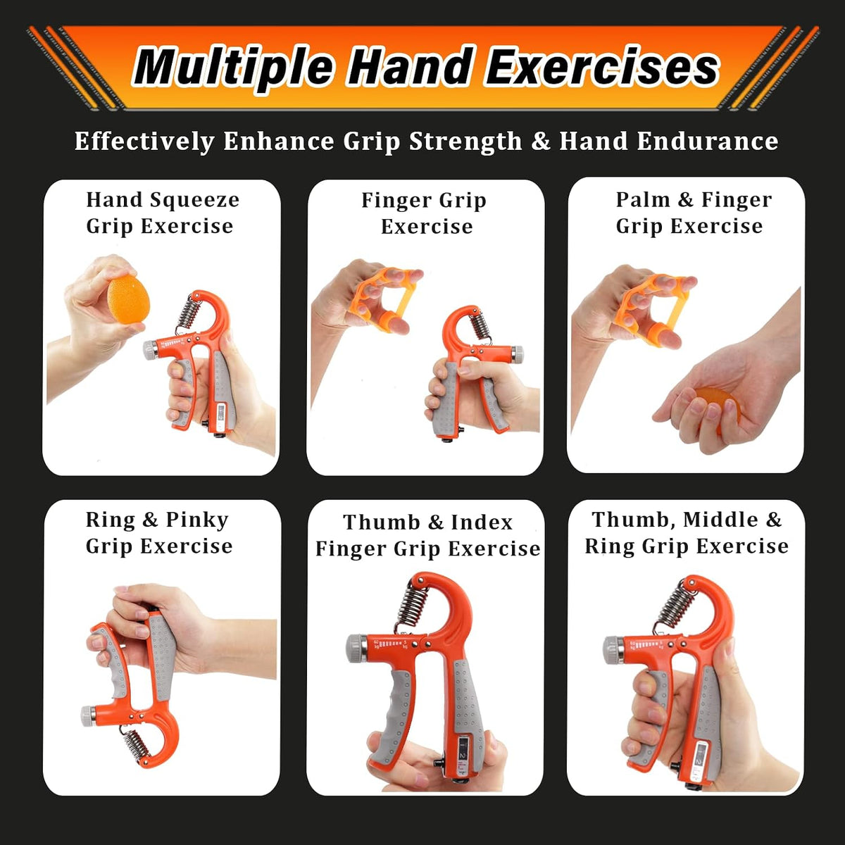 CYFIE Grip Strength Trainer Kit Adjustable 10-132Lbs Hand Exerciser Counter