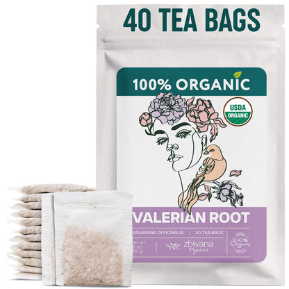 Valerian Root Tea Organic (40 Bleach-Free & Microplastic-Free TeaBags) - Sleep, Relaxation