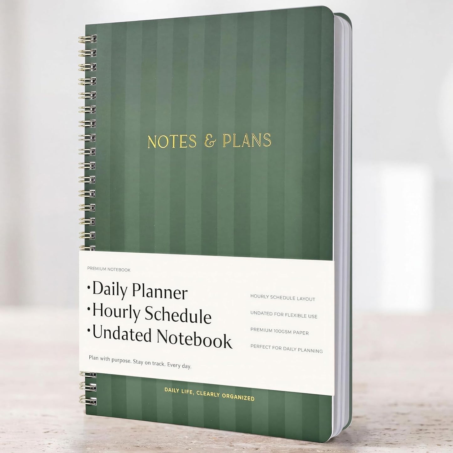 Beautiful Daily Planner And Notebook With Hourly Schedule - Spiral Notebook