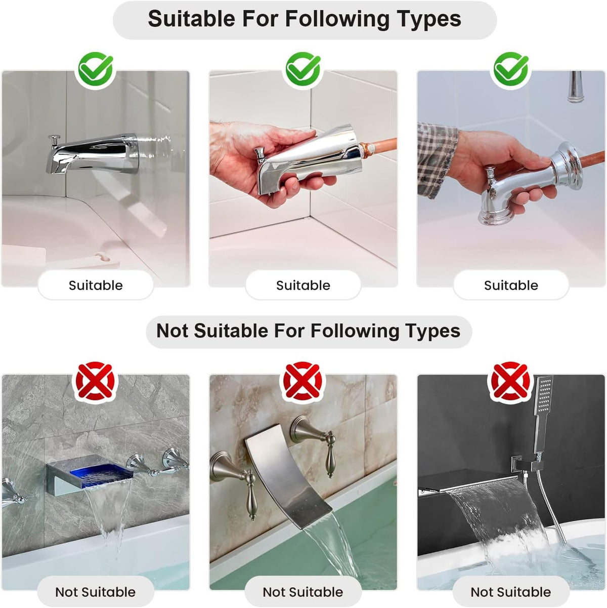 Bath Helper - Bath Tub Faucet Extender - Guides Water Directly from Faucet to Baby Bath Tub Without Excessive Water Waste and Splashing (Clear White)