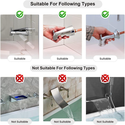 Bath Helper - Bath Tub Faucet Extender - Guides Water Directly from Faucet to Baby Bath Tub Without Excessive Water Waste and Splashing (Clear White)