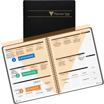Planner Pad Spiral Bound July 2026 – June 2027 / Academic Year 8 1/2" x 11" Large 3-Tier Funnel Down 12 Month/Weekly Size Organizer, Greenish Grey Cover/Soft Green Ink