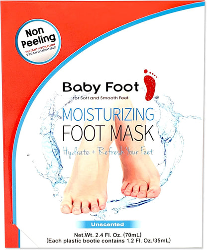 Baby Foot Hydrating Foot Mask for Dry Cracked Feet – Moisturizing Foot Mask Non Peel Treatment – Soft Smooth Feet Repair with Collagen & Hyaluronic Acid – 15 Minute Spa Foot Care, Unscented